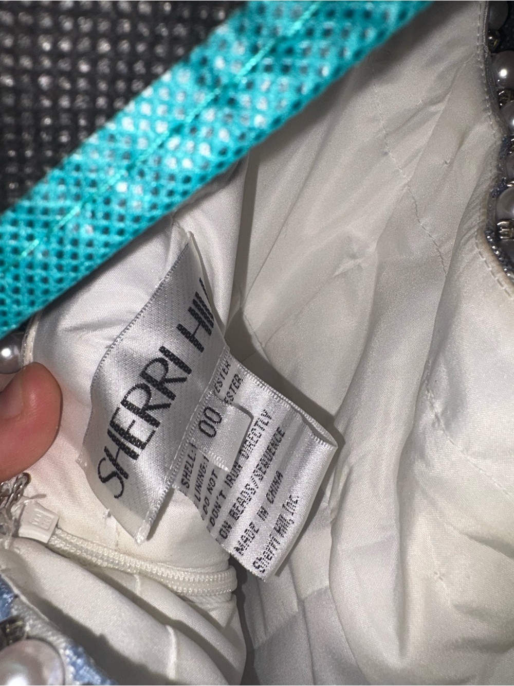 Sherri Hill Blue and White Floral Prom Dress - Picture 5 of 5